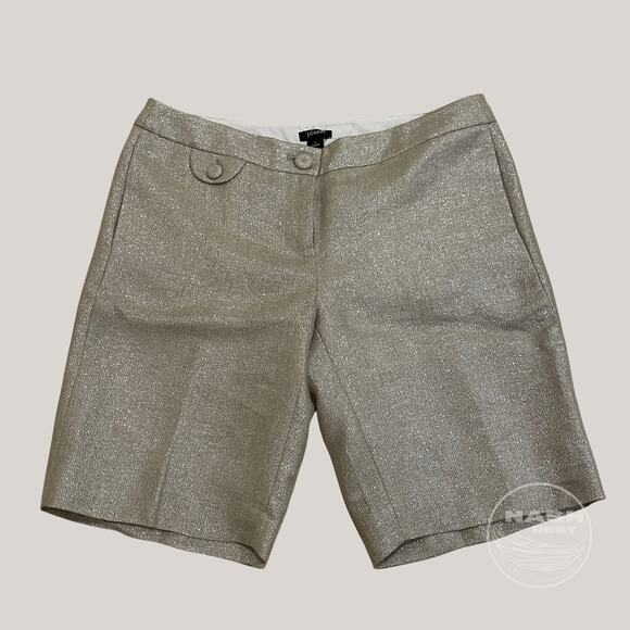 J.Crew NWT City Fit Metallic Linen-Blend Shorts 6 | Old Money Holiday Gold NWT - Picture 1 of 7